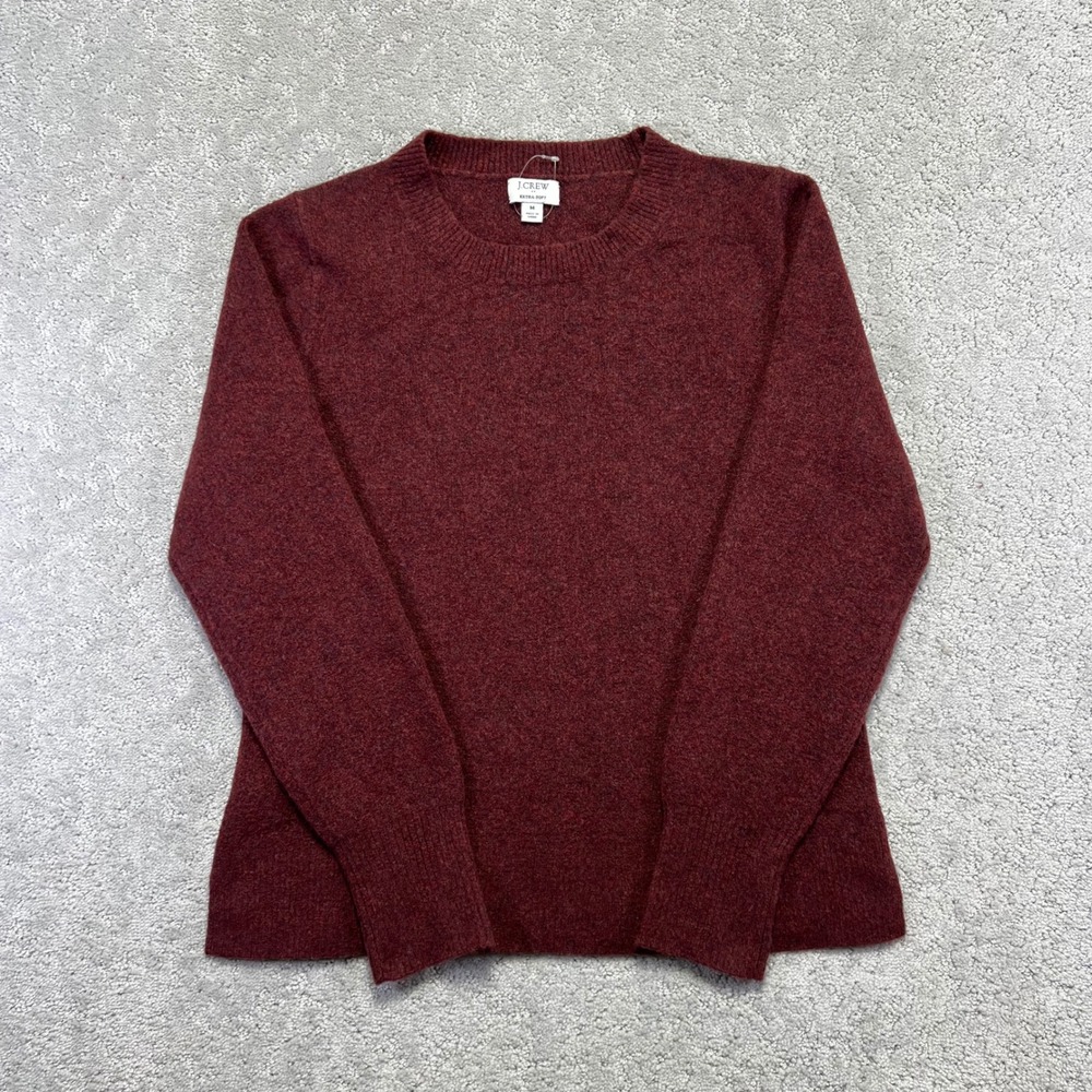 J.Crew Sweater Womens Medium Burgandy Extra Soft Yarn Crewneck Knit Preppy Cozy